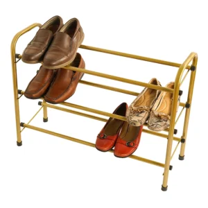 Zapatera de tubo 9 pares dorado